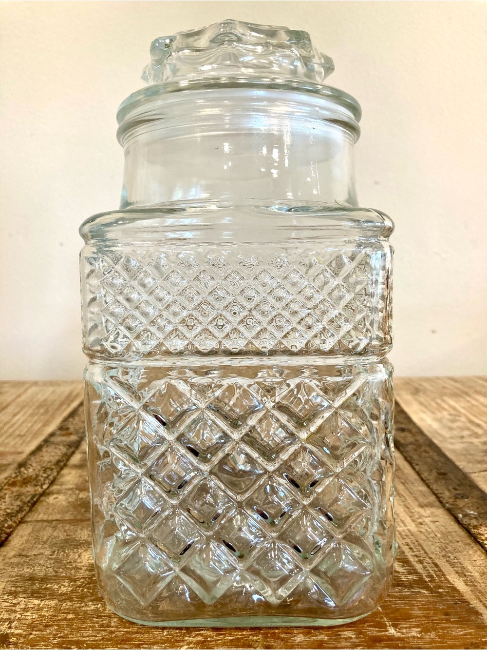 Vintage Anchor Hocking Wexford Clear Glass Lidded Canister Jar Food Storage - Picture 3 of 15